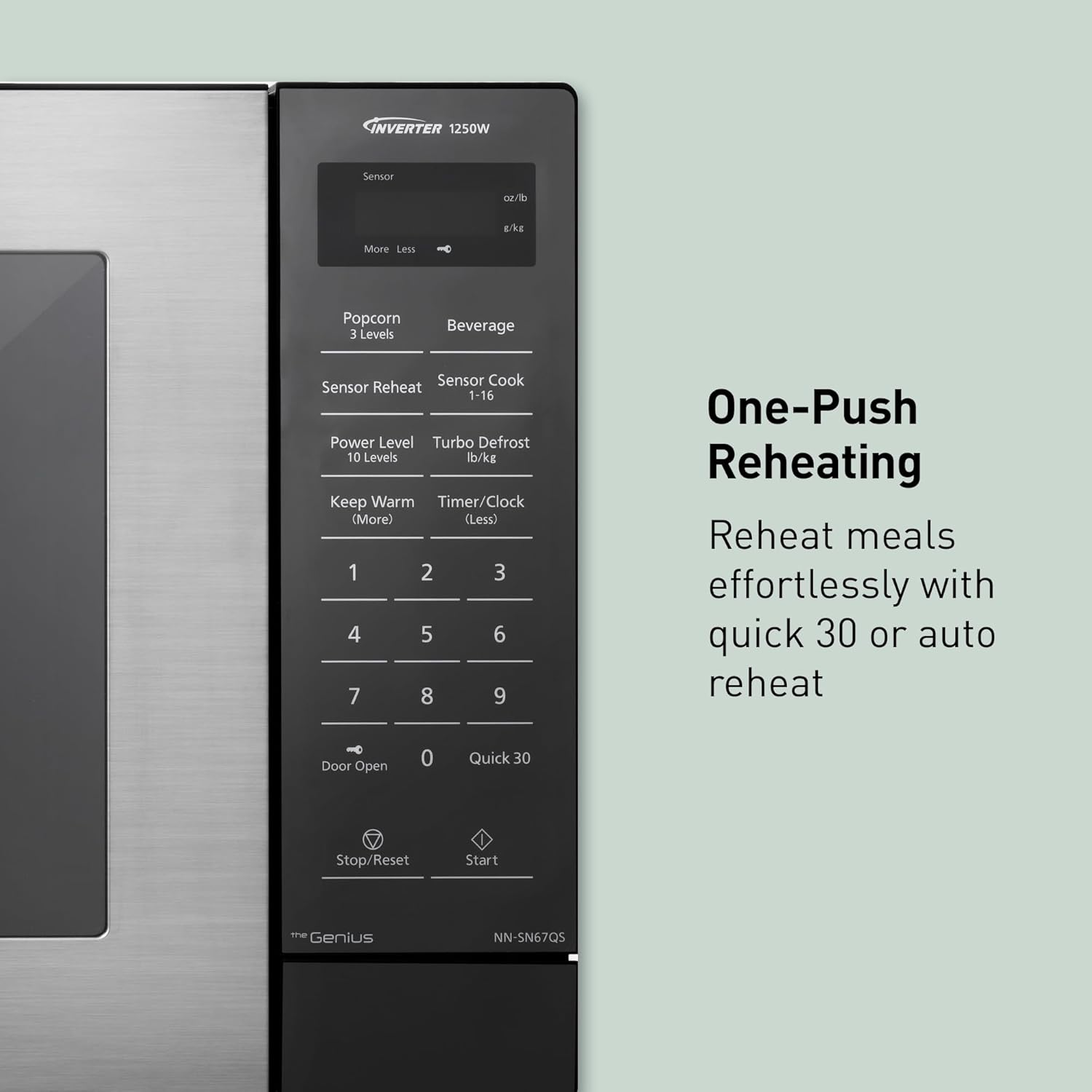 Panasonic Countertop Microwave Oven, 1.2 Cu. Ft., 1250W, Inverter Technology with Genius Sensor, Stainless Steel - NN-SN67QS678 Panasonic Countertop Microwave Oven, 1.2 Cu. Ft., 1250W, Inverter Technology with Genius Sensor, Stainless Steel - NN-SN67QS