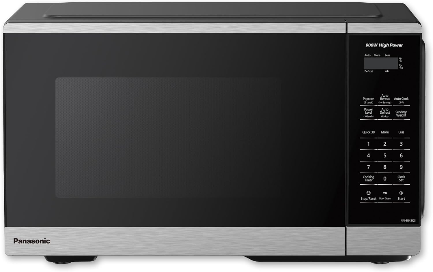 Panasonic Countertop Microwave Oven, 900W, 0.9 Cu. Ft., Sensor Cook and Reheat, 10 Power Levels, Auto Defrost, Keep Warm, Child Lock, Stainless Steel - NN-SB42QS Panasonic Countertop Microwave Oven, 900W, 0.9 Cu. Ft., Sensor Cook and Reheat, 10 Power Levels, Auto Defrost, Keep Warm, Child Lock, Stainless Steel - NN-SB42QS