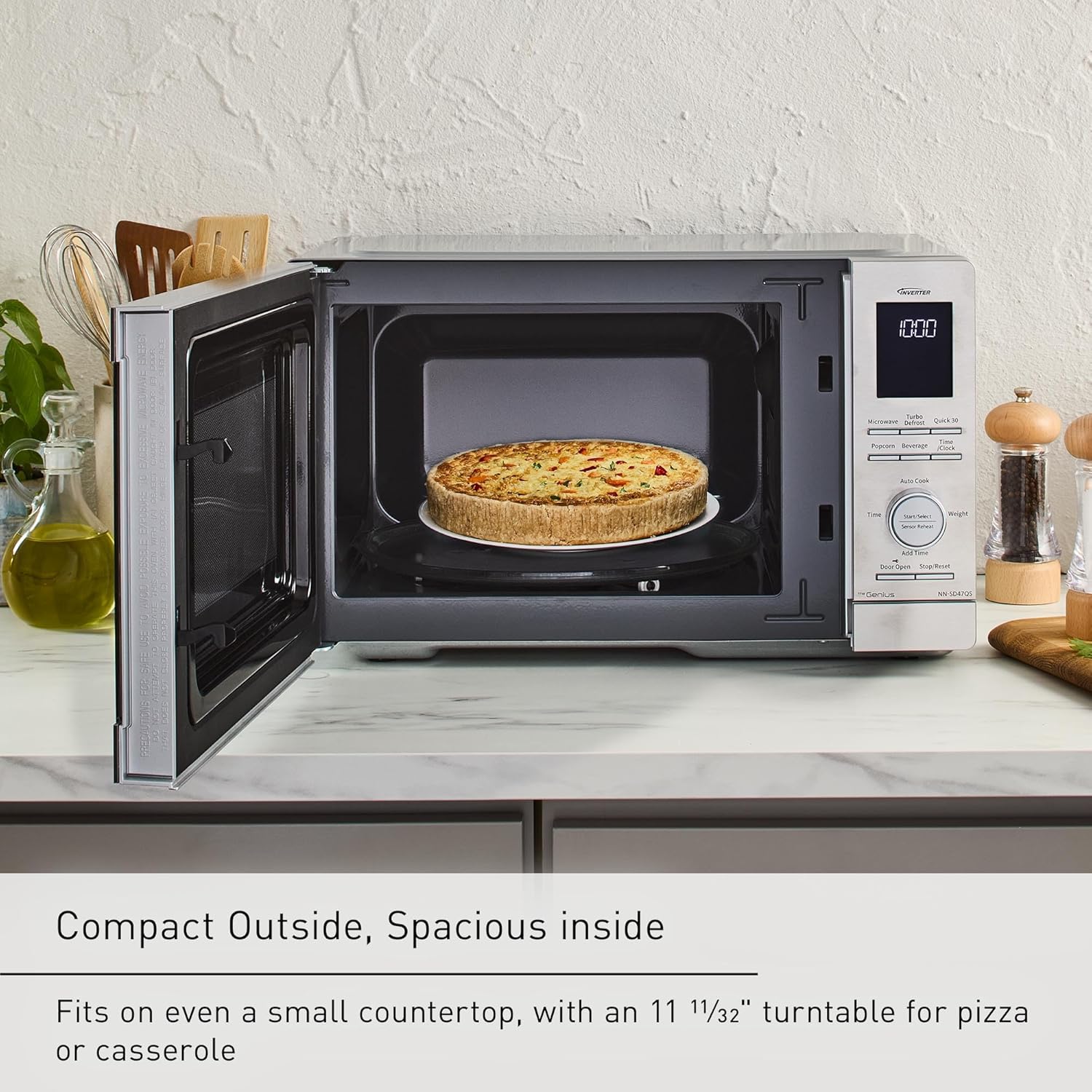 Panasonic Countertop Microwave Ovens, 0.9 Cu. Ft. 1000W, 15 Auto Cooking Presets, Inverter Technology for Even Cooking, with Genius Sensor Technology and Turbo Defrost- NN-SD47QSDAYH367 Panasonic Countertop Microwave Ovens, 0.9 Cu. Ft. 1000W, 15 Auto Cooking Presets, Inverter Technology for Even Cooking, with Genius Sensor Technology and Turbo Defrost- NN-SD47QSDAYH