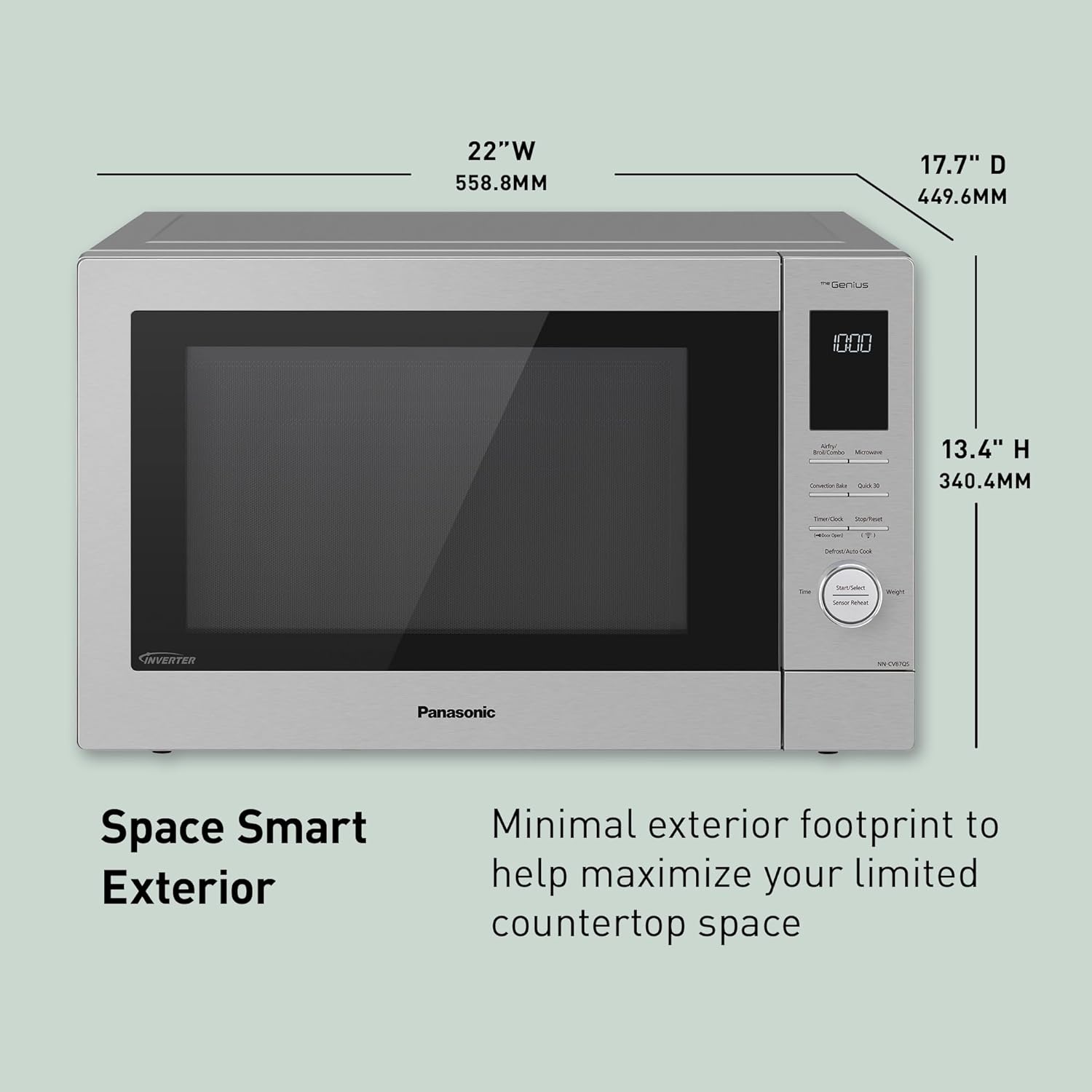 Panasonic HomeChef 4-in-1 Countertop Microwave Air Fryer Combo, Time-Saving 20 Presets + App-Linked Recipes, 1000W 1.2 cu ft Inverter Multi Oven & Convection Tech – NN-CV87QS Stainless Steel3 Panasonic HomeChef 4-in-1 Countertop Microwave Air Fryer Combo, Time-Saving 20 Presets + App-Linked Recipes, 1000W 1.2 cu ft Inverter Multi Oven & Convection Tech – NN-CV87QS Stainless Steel