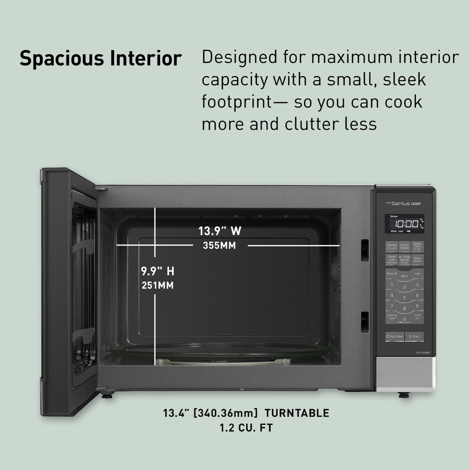 Panasonic Microwave Oven NN-SN686S Stainless Steel Countertop Built-In with Inverter Technology and Genius Sensor, 1.2 Cubic Foot, 1200W678 Panasonic Microwave Oven NN-SN686S Stainless Steel Countertop/Built-In with Inverter Technology and Genius Sensor, 1.2 Cubic Foot, 1200W