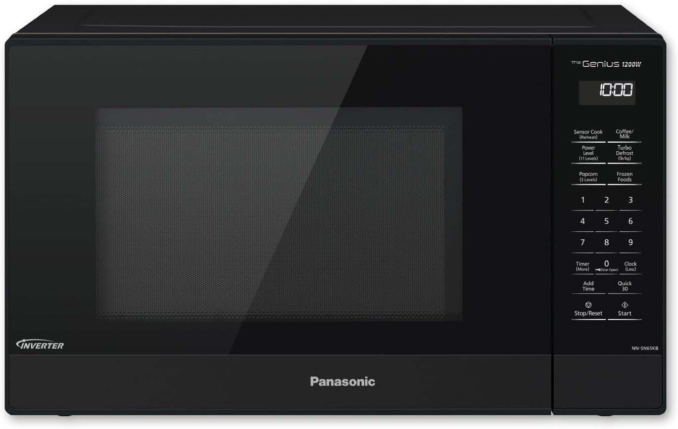 Panasonic NN-SN65KB Microwave Oven with Inverter Technology 1200W, 1.2 cu.ft. Small Genius Sensor One-Touch Cooking, Popcorn Button, Turbo Defrost-NN-SN65KB (Black) Panasonic NN-SN65KB Microwave Oven with Inverter Technology 1200W, 1.2 cu.ft. Small Genius Sensor One-Touch Cooking, Popcorn Button, Turbo Defrost-NN-SN65KB (Black)
