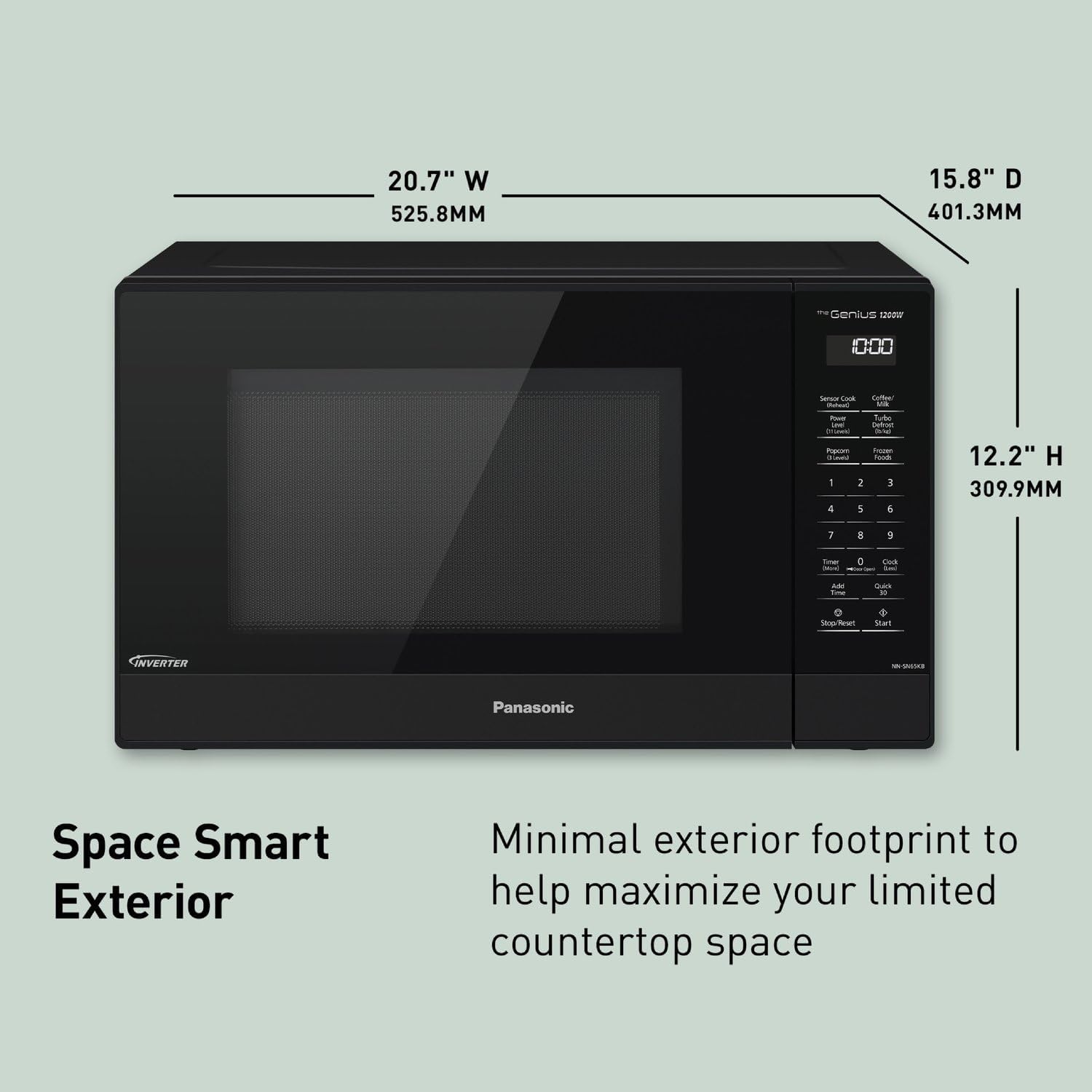 Panasonic NN-SN65KB Microwave Oven with Inverter Technology 1200W, 1.2 cu.ft. Small Genius Sensor One-Touch Cooking, Popcorn Button, Turbo Defrost-NN-SN65KB (Black)1 Panasonic NN-SN65KB Microwave Oven with Inverter Technology 1200W, 1.2 cu.ft. Small Genius Sensor One-Touch Cooking, Popcorn Button, Turbo Defrost-NN-SN65KB (Black)