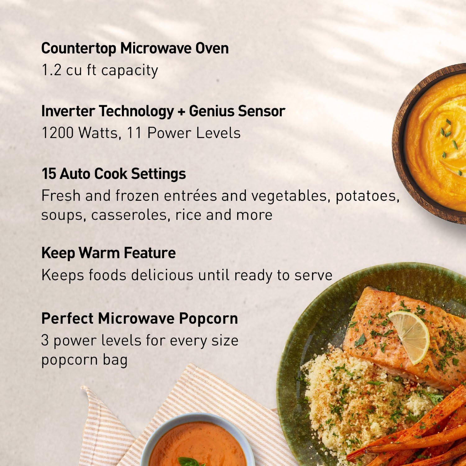 Panasonic NN-SN65KB Microwave Oven with Inverter Technology 1200W, 1.2 cu.ft. Small Genius Sensor One-Touch Cooking, Popcorn Button, Turbo Defrost-NN-SN65KB (Black)6 Panasonic NN-SN65KB Microwave Oven with Inverter Technology 1200W, 1.2 cu.ft. Small Genius Sensor One-Touch Cooking, Popcorn Button, Turbo Defrost-NN-SN65KB (Black)
