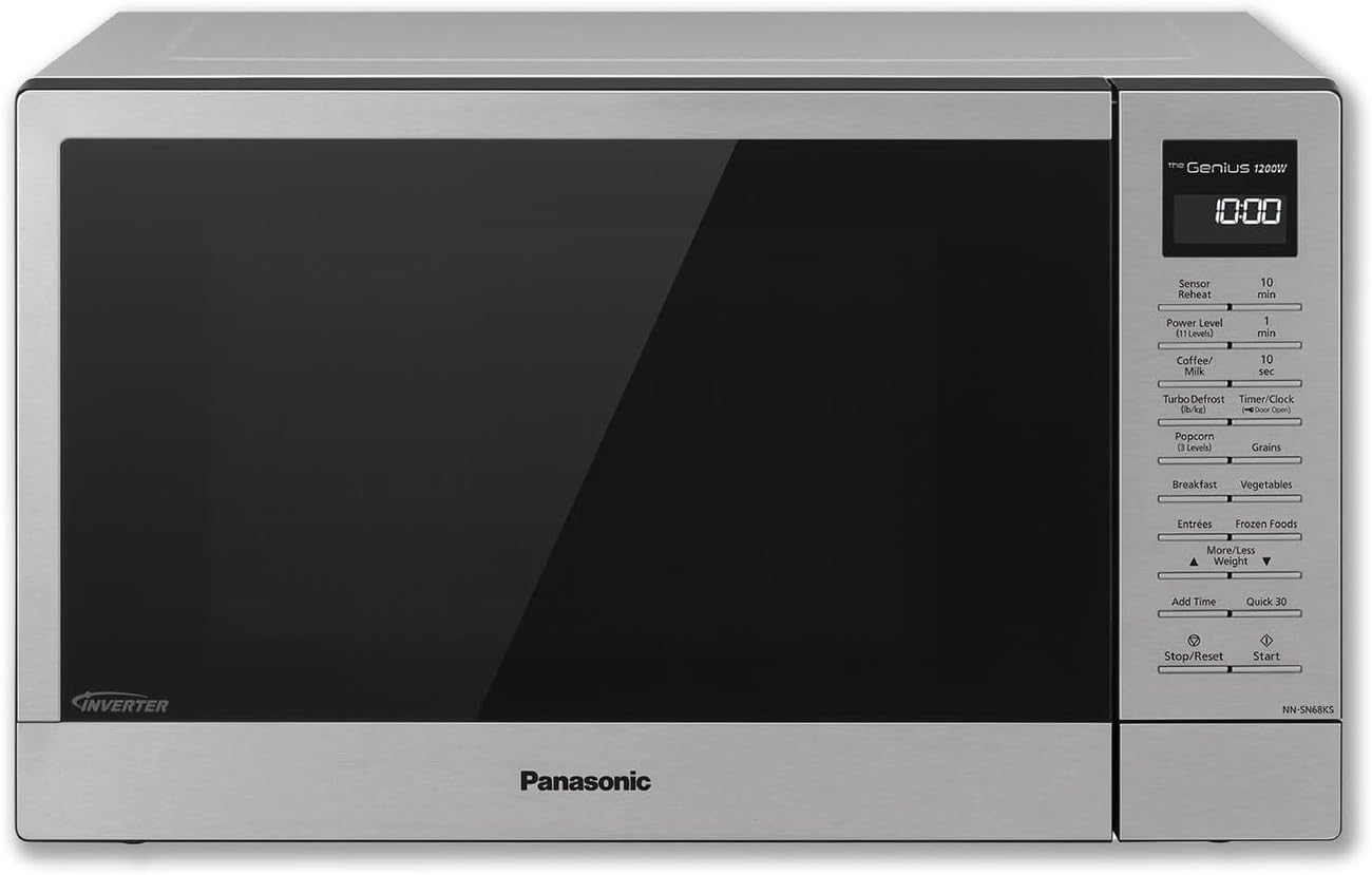 Panasonic NN-SN68KS Compact Microwave Oven with 1200W Power, Sensor Cooking, Popcorn Button, Quick 30Sec & Turbo Defrost, 1.2 cu.ft, Stainless Steel Panasonic NN-SN68KS Compact Microwave Oven with 1200W Power, Sensor Cooking, Popcorn Button, Quick 30Sec & Turbo Defrost, 1.2 cu.ft, Stainless Steel