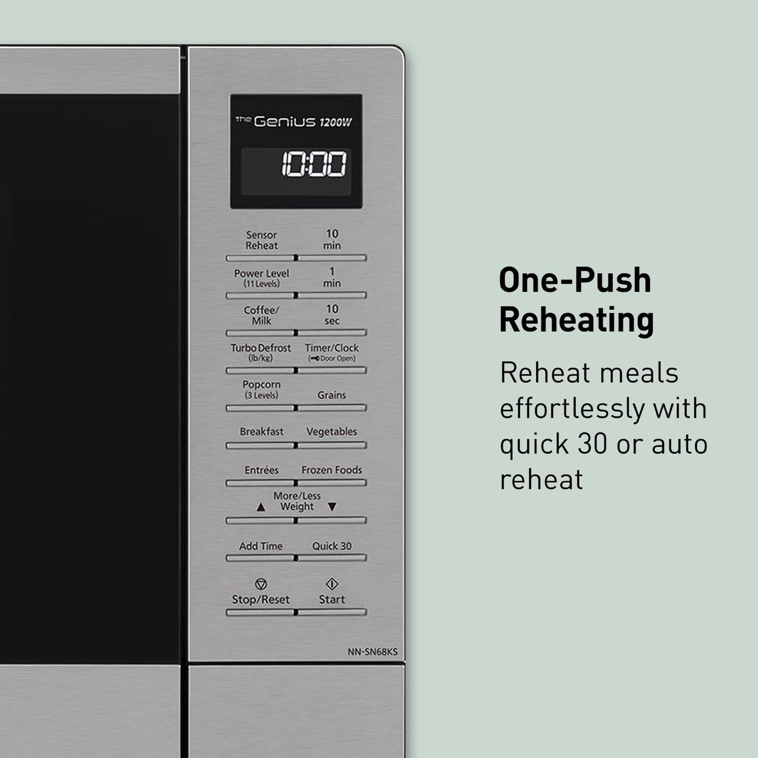 Panasonic NN-SN68KS Compact Microwave Oven with 1200W Power, Sensor Cooking, Popcorn Button, Quick 30Sec & Turbo Defrost, 1.2 cu.ft, Stainless Steel12 Panasonic NN-SN68KS Compact Microwave Oven with 1200W Power, Sensor Cooking, Popcorn Button, Quick 30Sec & Turbo Defrost, 1.2 cu.ft, Stainless Steel