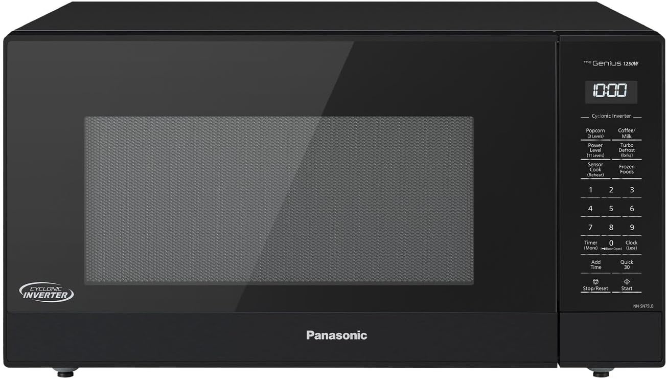 Panasonic NN-SN75LB cu.ft Cyclonic Inverter Countertop Microwave Oven 1250Watt Power with Genius Sensor Cooking, 1.6 cft, Black Panasonic NN-SN75LB cu.ft Cyclonic Inverter Countertop Microwave Oven 1250Watt Power with Genius Sensor Cooking, 1.6 cft, Black
