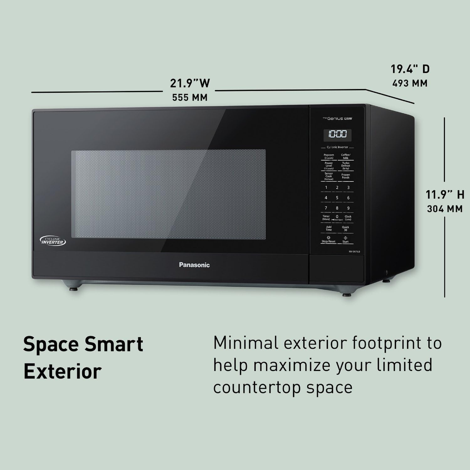 Panasonic NN-SN75LB cu.ft Cyclonic Inverter Countertop Microwave Oven 1250Watt Power with Genius Sensor Cooking, 1.6 cft, Black1 Panasonic NN-SN75LB cu.ft Cyclonic Inverter Countertop Microwave Oven 1250Watt Power with Genius Sensor Cooking, 1.6 cft, Black