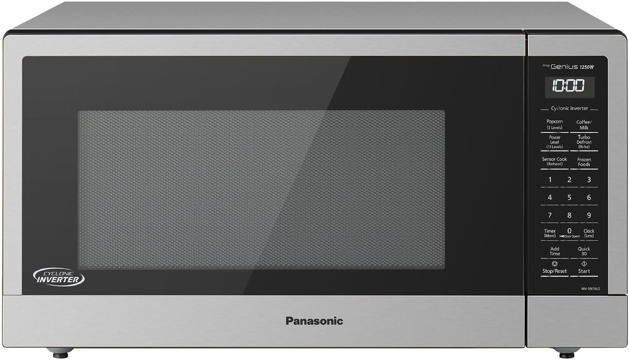Panasonic NN-SN76LS 1.6 cu.ft Cyclonic Inverter Countertop Microwave Oven 1250Watt Power with Genius Sensor Cooking, 19.44 D x 21.88 W x 11.94 H, Stainless Steel Panasonic NN-SN76LS 1.6 cu.ft Cyclonic Inverter Countertop Microwave Oven 1250Watt Power with Genius Sensor Cooking, 19.44"D x 21.88"W x 11.94"H, Stainless Steel