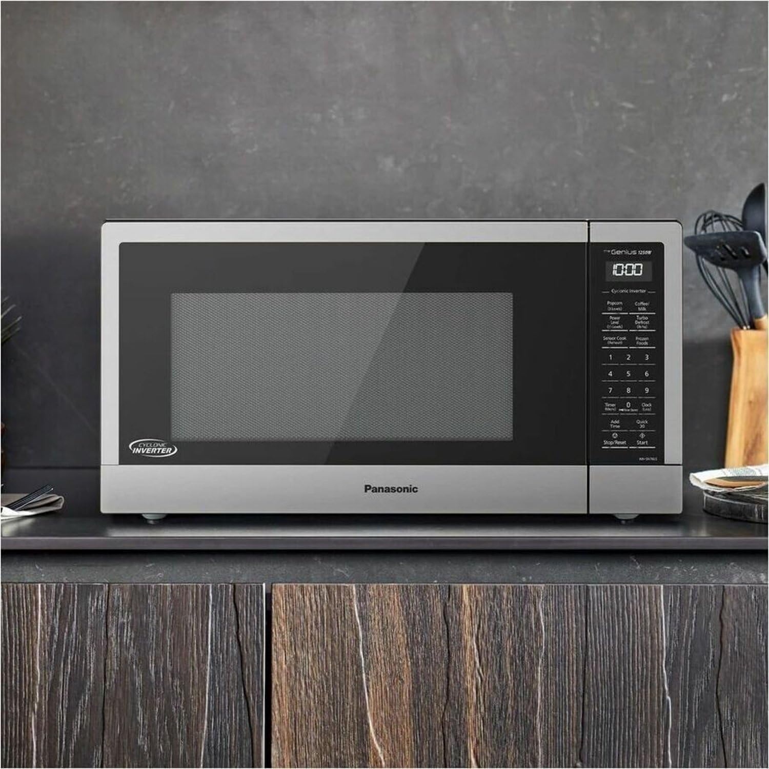 Panasonic NN-SN76LS 1.6 cu.ft Cyclonic Inverter Countertop Microwave Oven 1250Watt Power with Genius Sensor Cooking, 19.44 D x 21.88 W x 11.94 H, Stainless Steel57 Panasonic NN-SN76LS 1.6 cu.ft Cyclonic Inverter Countertop Microwave Oven 1250Watt Power with Genius Sensor Cooking, 19.44"D x 21.88"W x 11.94"H, Stainless Steel