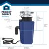 Project Source PSD-50 Continuous feed 1/2-HP Septic Safe Corded Garbage Disposal with Noise Insulation