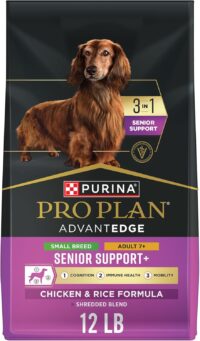 Purina Pro Plan AdvantEDGE Senior Support Plus Small Breed Shredded Blend Chicken and Rice Formula Dry Dog Food, 12 lbs.