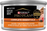 Purina Pro Plan COMPLETE ESSENTIALS Chicken, Tuna & Wild Rice Entree in Sauce Wet Cat Food, 3 oz., Case of 24