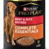 Purina Pro Plan Complete Essentials High Protein Beef and Rice Entree Adult Dog Food Wet Pate, 13 oz., Case of 12