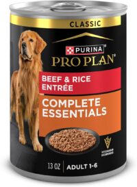 Purina Pro Plan Complete Essentials High Protein Beef and Rice Entree Adult Dog Food Wet Pate, 13 oz., Case of 12