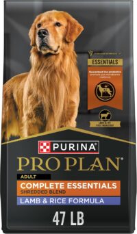 Purina Pro Plan Complete Essentials Shredded Blend Lamb and Rice High Protein Dry Food with Probiotics for Dogs, 47 lbs.