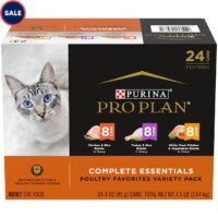 Purina Pro Plan High Protein COMPLETE ESSENTIALS Chicken & Turkey Favorites Gravy Wet Cat Food Variety Pack, 3 oz., 24 Pack
