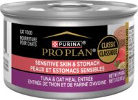 Purina Pro Plan SPECIALIZED Sensitive Skin & Stomach Tuna & Oat Meal Entree Wet Cat Food, 3 oz., Case of 24