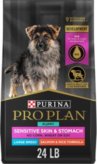 Purina Pro Plan Sensitive Skin & Stomach, Salmon & Rice Formula Large Breed Dry Puppy Food, 24 lbs.