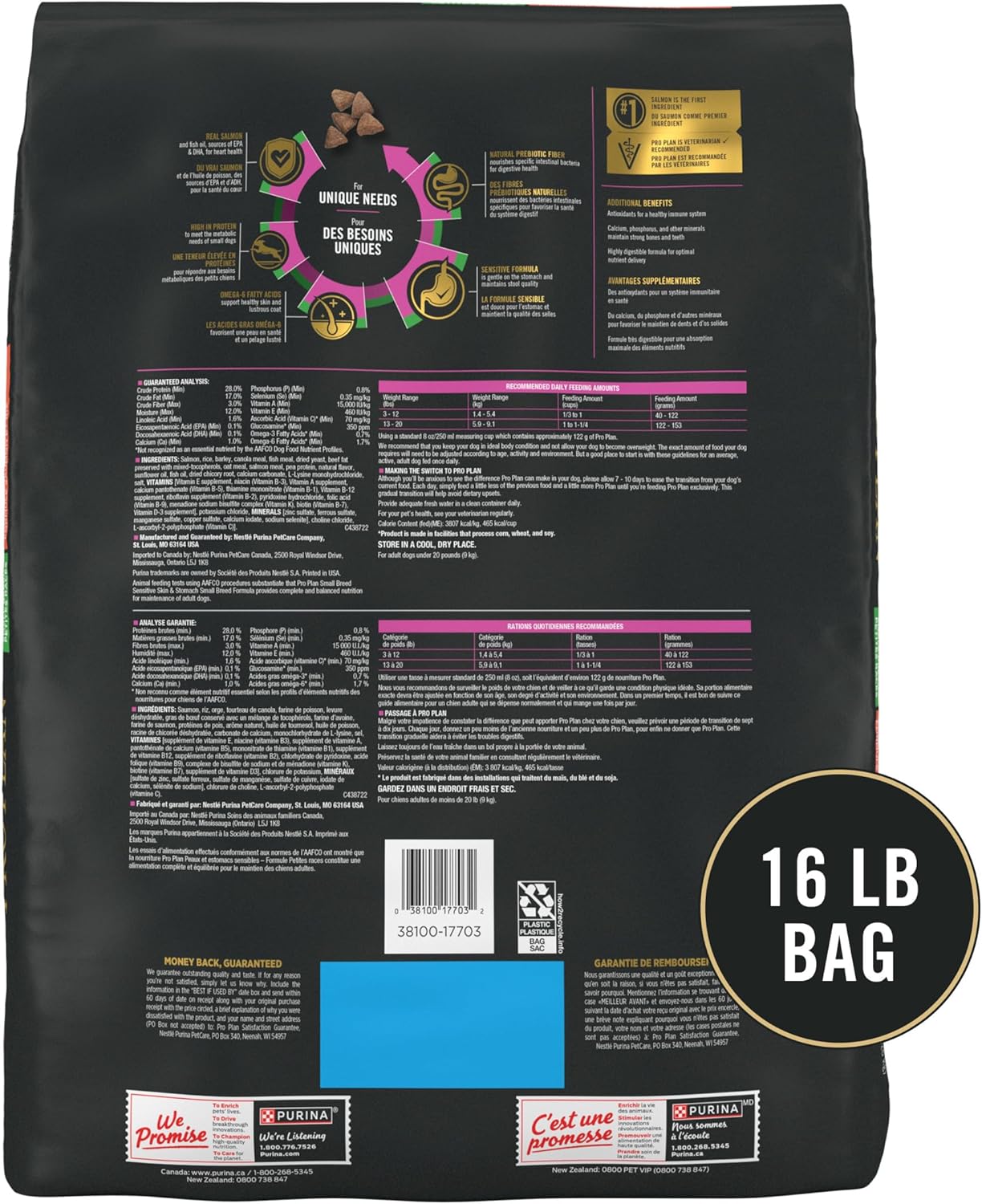 Purina Pro Plan Sensitive Skin & Stomach, Salmon & Rice Formula Small Breed Dry Dog Food, 16 lbs.5 Purina Pro Plan Sensitive Skin & Stomach, Salmon & Rice Formula Small Breed Dry Dog Food, 16 lbs.
