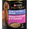 Purina Pro Plan Sensitive Skin and Stomach, Lamb and Oat Meal Entree Wet Dog Food Pate, 13 oz., Case of 12