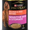 Purina Pro Plan Sensitive Skin and Stomach, Salmon and Rice Entree Wet Dog Food Pate, 13 oz., Case of 12