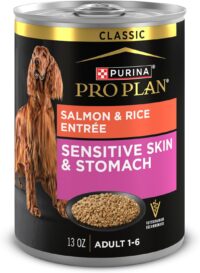 Purina Pro Plan Sensitive Skin and Stomach, Salmon and Rice Entree Wet Dog Food Pate, 13 oz., Case of 12