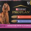 Purina Pro Plan Sensitive Skin and Stomach, Salmon and Rice and Lamb and Oat Meal Wet Dog Food Variety Pack, 13 oz., Count of 12