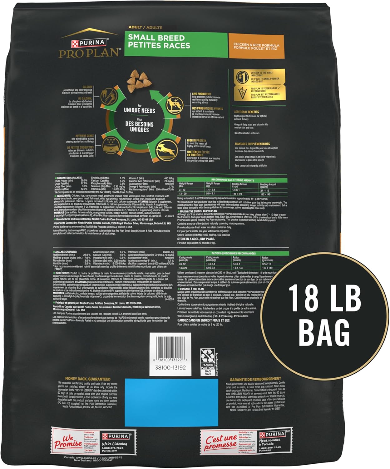 Purina Pro Plan Small Breed Chicken and Rice Formula with Guaranteed Live Probiotics Dry Dog Food, 18 lbs.0 Purina Pro Plan Small Breed Chicken and Rice Formula with Guaranteed Live Probiotics Dry Dog Food, 18 lbs.
