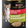 Purina Pro Plan Weight Management Wet Dog Food Beef and Rice Entree in Gravy, 13 oz., Case of 12