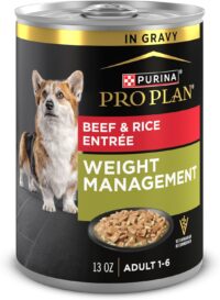 Purina Pro Plan Weight Management Wet Dog Food Beef and Rice Entree in Gravy, 13 oz., Case of 12
