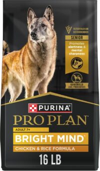 Purina Pro Plan with Probiotics for Dogs, Bright Mind 7+ Chicken & Rice Formula Senior Dog Food, 16 lbs.