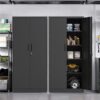 RaDEWAY OP040101-BK 32-in W x 72-in H x 16-in D Freestanding Steel Garage Cabinet in Black RaDEWAY OP040101-BK 32-in W x 72-in H x 16-in D Freestanding Steel Garage Cabinet in Black