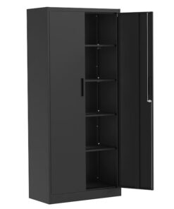 RaDEWAY OP040101-BK 32-in W x 72-in H x 16-in D Freestanding Steel Garage Cabinet in Black
