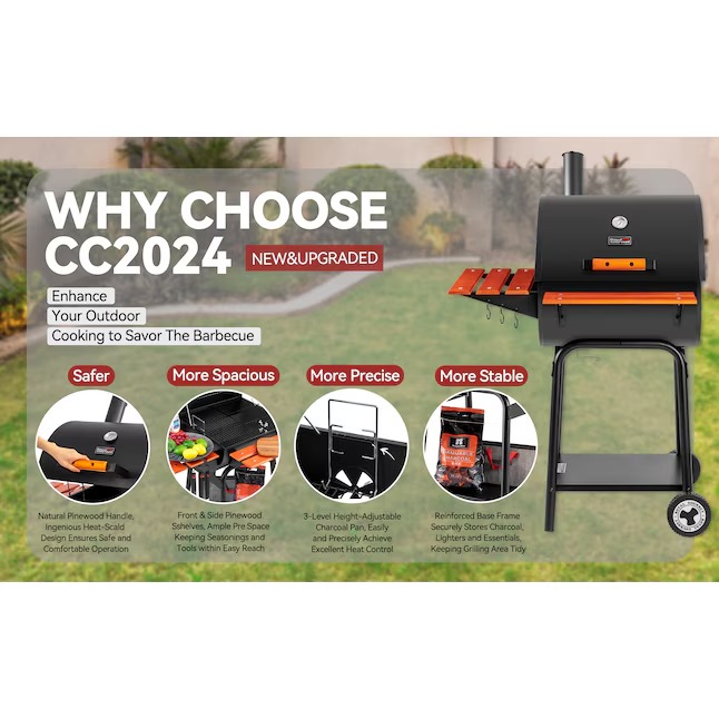 Royal Gourmet CC2024 21.77-in W Black Barrel Charcoal Grill90_11zon Royal Gourmet CC2024 21.77-in W Black Barrel Charcoal Grill