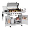 Royal Gourmet GA6406W Cabinet Style Grill with Foldable Side Shelf White 6 -Burner Liquid Propane Gas Grill 1 -Side Burner