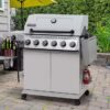 Royal Gourmet GA6406W Cabinet Style Grill with Foldable Side Shelf White 6 -Burner Liquid Propane Gas Grill 1 -Side Burner