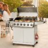Royal Gourmet GA6406W Cabinet Style Grill with Foldable Side Shelf White 6 -Burner Liquid Propane Gas Grill 1 -Side Burner