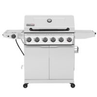 Royal Gourmet GA6406W Cabinet Style Grill with Foldable Side Shelf White 6 -Burner Liquid Propane Gas Grill 1 -Side Burner