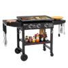 Royal Gourmet GB3000H 28'' Griddle with Folding Side Shelves 3 -Burner Liquid propane Flat Top Grill