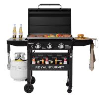 Royal Gourmet GB3000PB Gas Griddle with Hood 3 -Burner Liquid propane Flat Top Grill