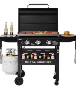 Royal Gourmet GB3000PB Gas Griddle with Hood 3 -Burner Liquid propane Flat Top Grill