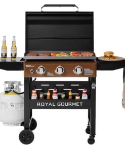 Royal Gourmet GB3000PY Gas Griddle with Hood 3 -Burner Liquid propane Flat Top Grill
