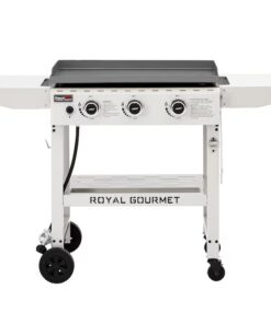 Royal Gourmet GB3000W 28'' Griddle with Collapsible Side Shelves 3 -Burner Liquid propane Flat Top Grill