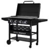 Royal Gourmet GB4000PB Griddle with Hood and Folding Side Shelves 4 -Burner Liquid propane Flat Top Grill