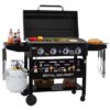 Royal Gourmet GB4000PB Griddle with Hood and Folding Side Shelves 4 -Burner Liquid propane Flat Top Grill