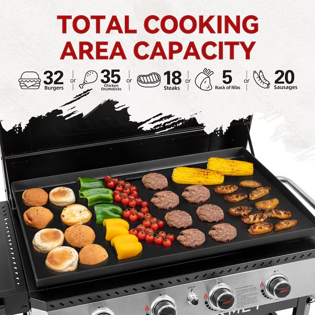 Royal Gourmet GB4008T 34'' Griddle with Foldable Pull-Out Side Table 4 -Burner Liquid propane Flat Top Grill124_11zon Royal Gourmet GB4008T 34'' Griddle with Foldable Pull-Out Side Table 4 -Burner Liquid propane Flat Top Grill