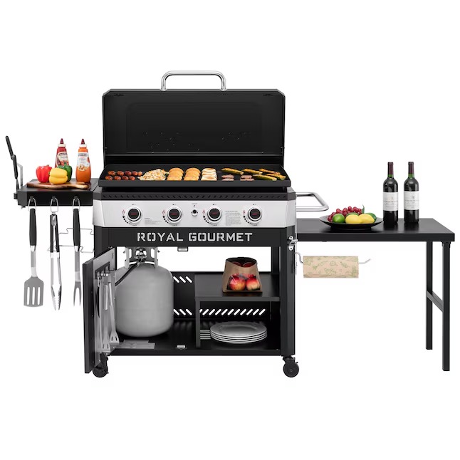 Royal Gourmet GB4008T 34'' Griddle with Foldable Pull-Out Side Table 4 -Burner Liquid propane Flat Top Grill367_11zon Royal Gourmet GB4008T 34'' Griddle with Foldable Pull-Out Side Table 4 -Burner Liquid propane Flat Top Grill
