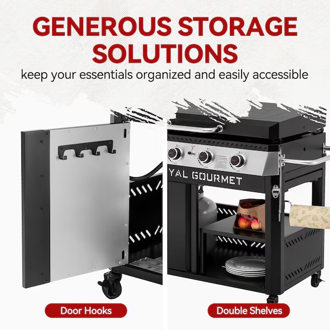 Royal Gourmet GB4008T 34'' Griddle with Foldable Pull-Out Side Table 4 -Burner Liquid propane Flat Top Grill587_11zon Royal Gourmet GB4008T 34'' Griddle with Foldable Pull-Out Side Table 4 -Burner Liquid propane Flat Top Grill