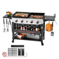Royal Gourmet GD405B Grill and Griddle Combo Silver Black 4 -Burner Liquid Propane Gas Grill